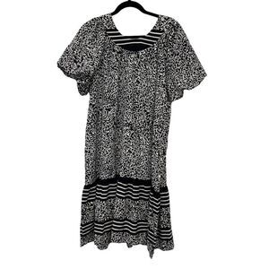 Liberty House Women's Vintage Black & White Floral Knee Length Dress‎ Size S